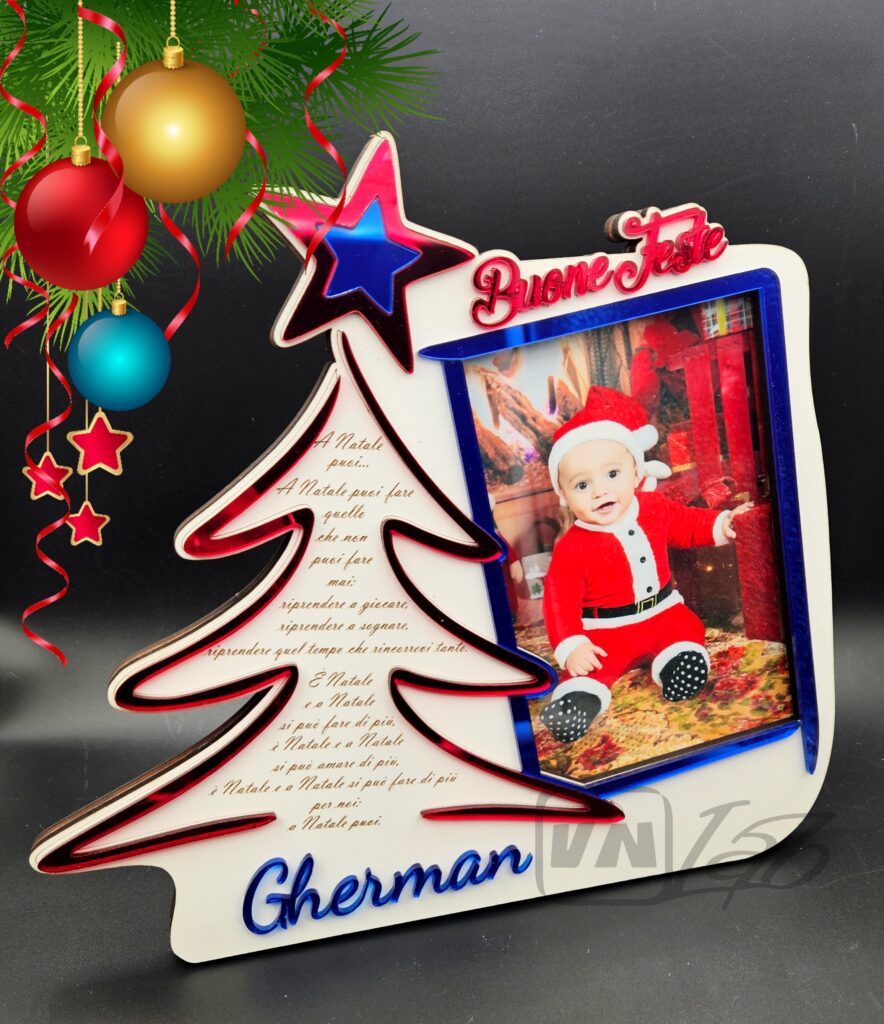 Cornice Natale Gherman | Legno & Plexy | Nome Personalizzabile